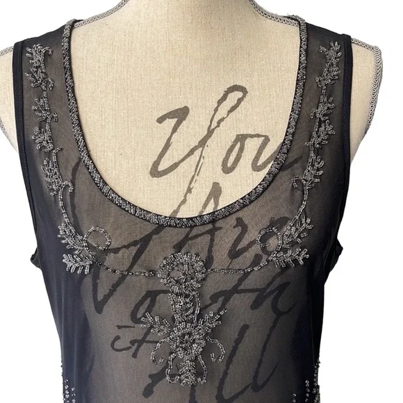 Soyaconcept Dark Grey Sheer Silver Beaded Tank (L) - Picture 7 of 15